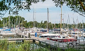 Die Marina Müritz, ein kleiner Hafen. 